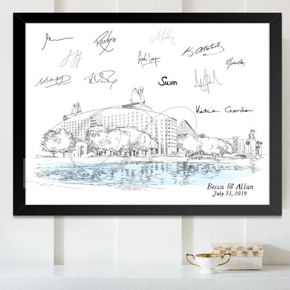 Swan Dolphin Resort Wedding Guest Book Alternative Print Etsy