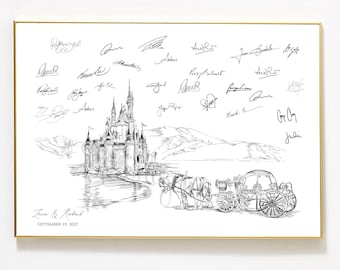 Disney World Guestbook Alternative with Carriage, Castle Guest Book, Fairytale Guest Book, Disney themed, Fairytale Wedding