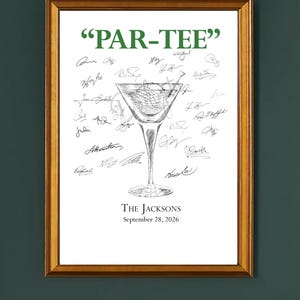 Golf Themed, Martini Glass Guestbook Print, Guest Book, Bridal Shower, Birthday, Wedding, Custom, Alternative Guest Book, Guestbook Sign