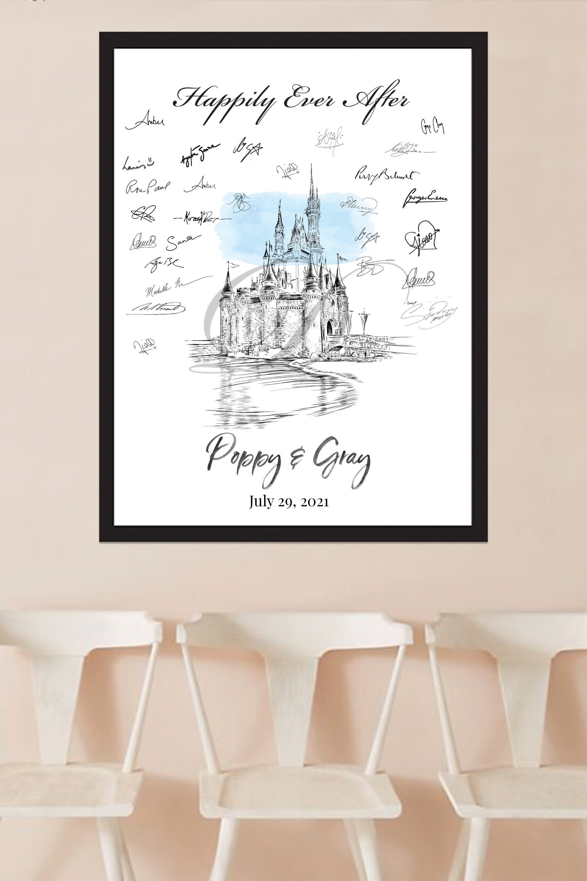 Disney World Castle Guestbook Print, Cinderella Guest Book, Fairytale…