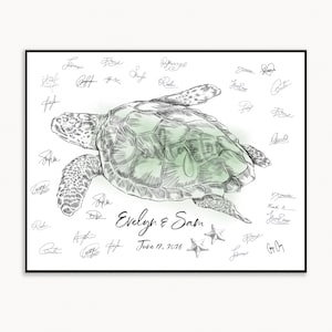 Beach Theme Guest Book Turtle Custom Wedding Guestbook Alternative