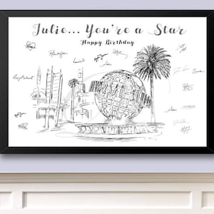 Universal Studios Birthday Party Guestbook Print, Guest Book, Bridal Shower, Birthday, Custom, Alternative, Hollywood (8 x 10 - 24 x 36)