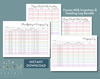 Printable Breastfeeding Pumping Log, Frozen Milk Inventory Tracker (Digital Download)