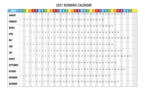 2021 Running Calendar Workout Calendar Printable Running Etsy the joys of running calendar 2021