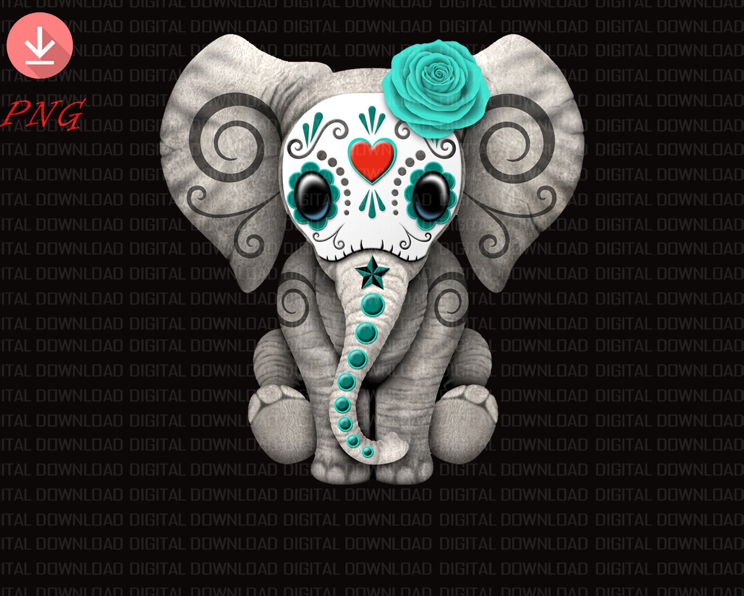 Teal Blue Day of the Dead Sugar S_k_u_l_l Baby E_l_e_p_h_a_n_t - Etsy Teal Blue Day of the Dead Sugar S_k_u_l_l Baby E_l_e_p_h_a_n_t - Etsy