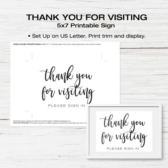 Open House Sign In Sheet Please Sign In Open House Signs Pdf Instant Download