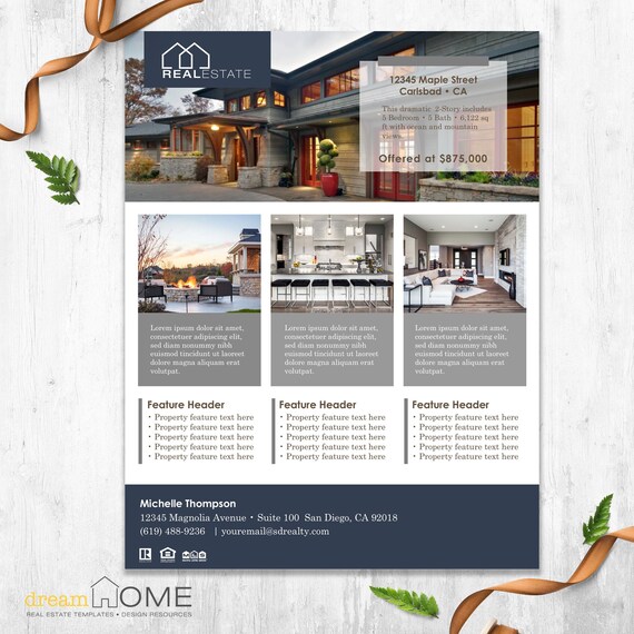 real estate flyer template real estate flyer ms word ms powerpoint apple pages keynote and photoshop instant download real estate flyer template
