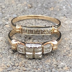 Juego de anillo de compromiso y boda con ilusión delicada para mujer vintage de 14 quilates. ¡Coloca tu propia piedra!