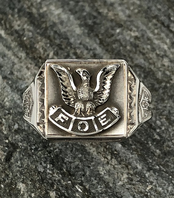 Vintage 10K White Gold Fraternal Order of Eagles … - image 1