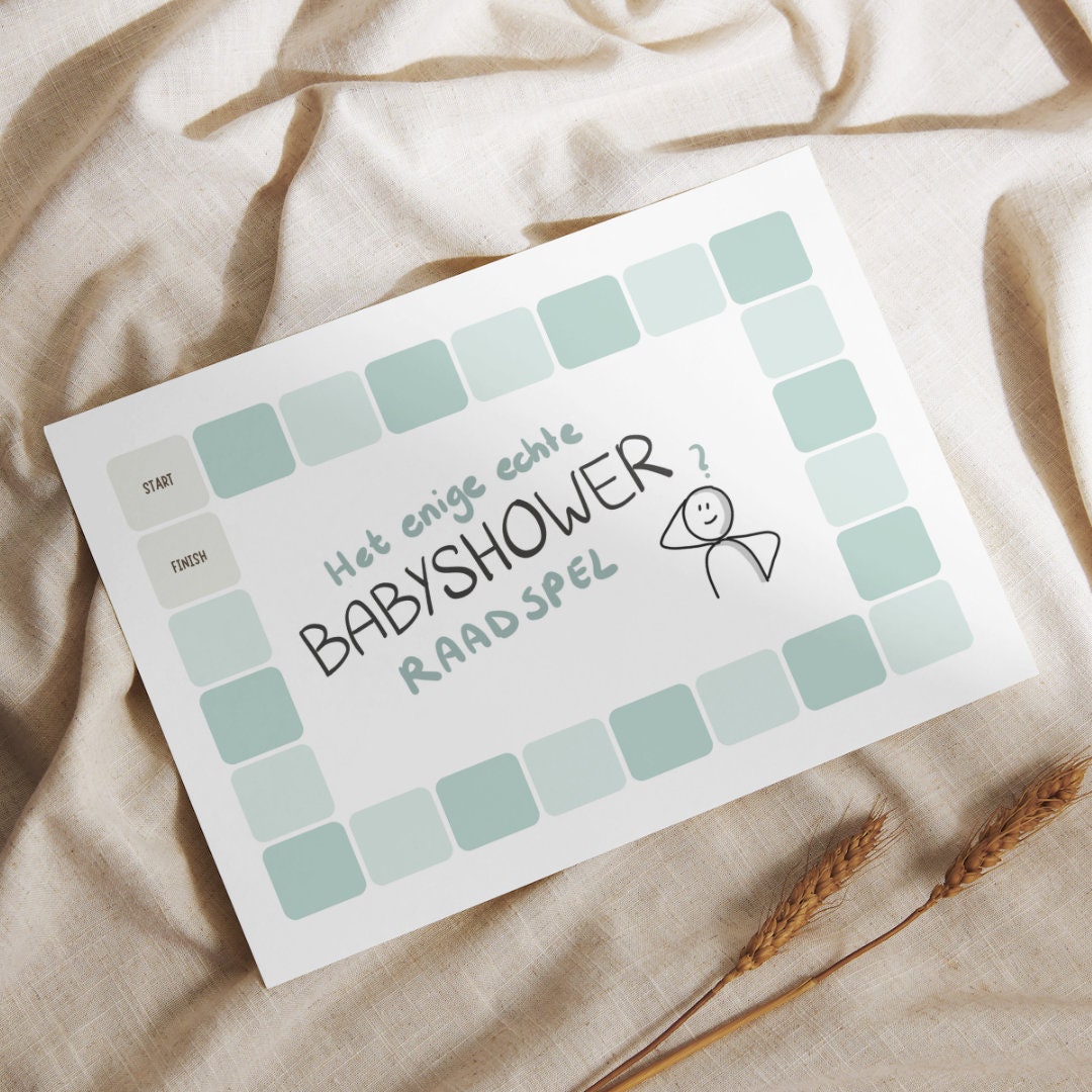 Babyshower 30 seconden raadspel 50 kaartjes Nederlands print PDF groen ...