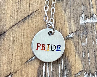 Gay pride LGBT NECKLACE hand stamped jewelry gay lesbian flag