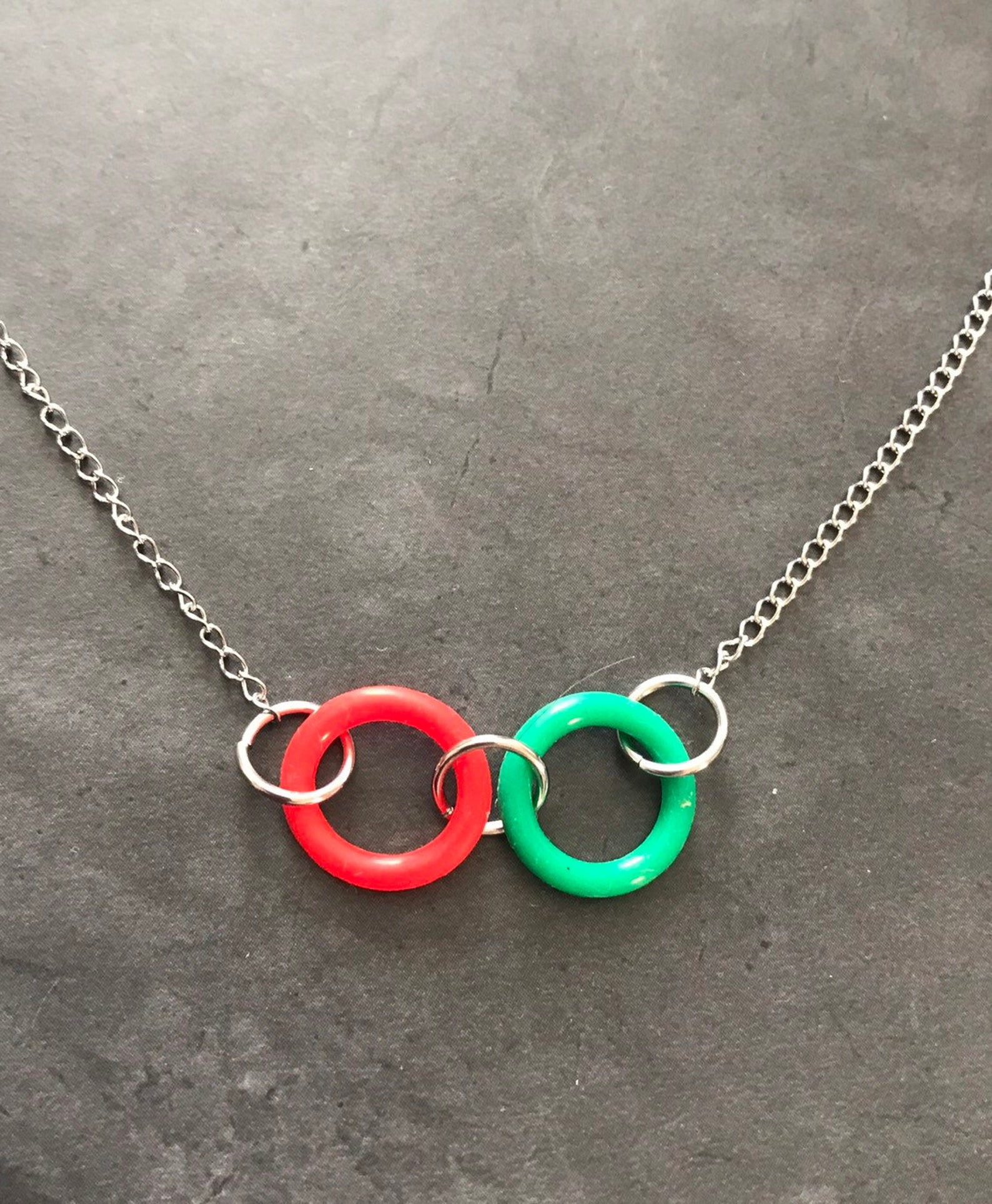 Rubber silicone round necklace Christmas colors Etsy