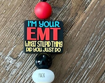 Silicone EMT Keychain | Blood splatter Beaded keychain