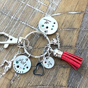 Personalized Girls gymnastics keychain bag tag