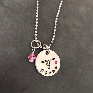 Gymnastics personalized girl necklace with Swarovski Crystal