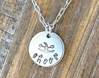 Cheer cheerleading hand stamped necklace