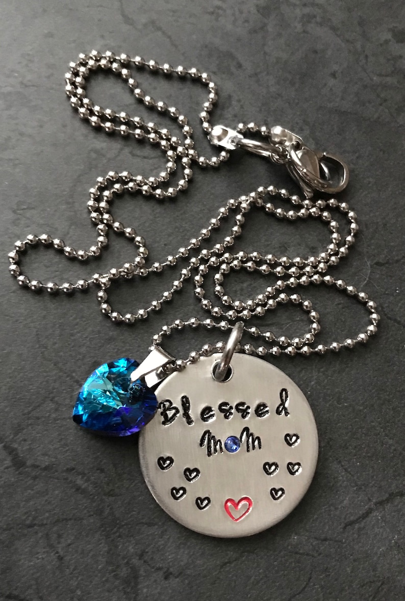 Blessed mom necklace hand stamped jewelry