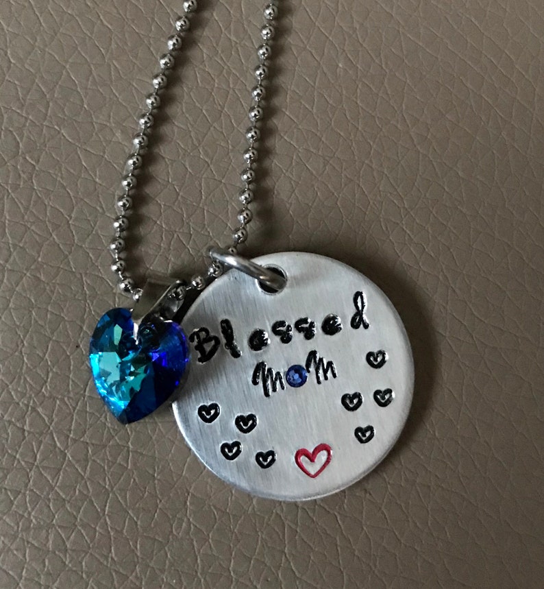 Blessed mom necklace hand stamped jewelry