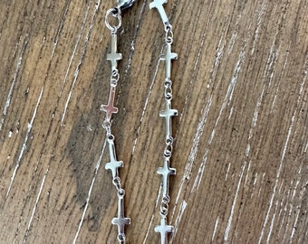 Stainless steel silver dainty cross bracelet