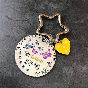 Love flower butterfly elephant heart  keychain Swarovski crystals