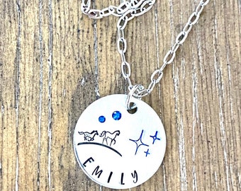 Personalized Horse necklace girls stars name