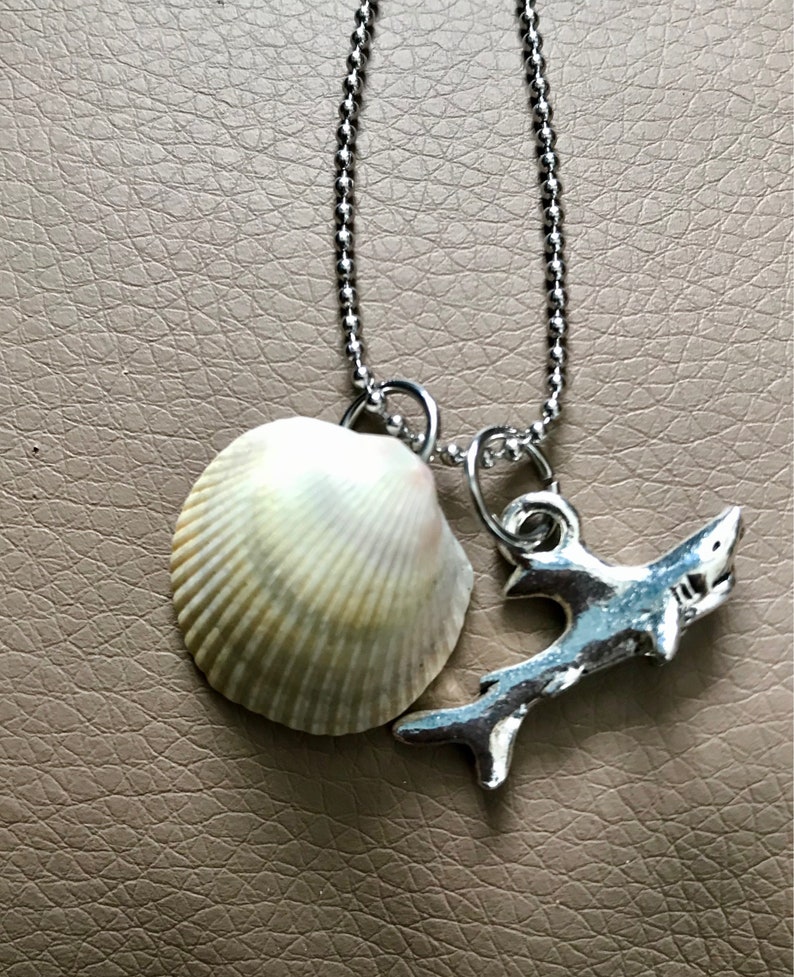 Summer seashell shark necklace jewelry unique beach jewelry