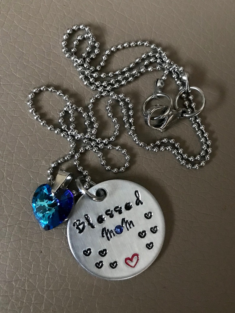 Blessed mom necklace hand stamped jewelry