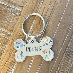 Large Dog pet identification ID tag customized outdoorsy