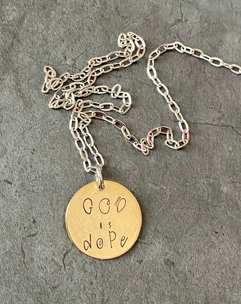 GOD is dope mixed metal brass necklace