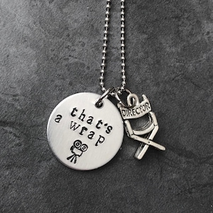 That's a wrap movie acting film hand stamped necklace jewelry