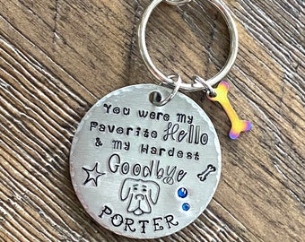 Personalized Pet Loss Keychain, Labrador, Great Dane, Bulldog, Swarovski Crystal