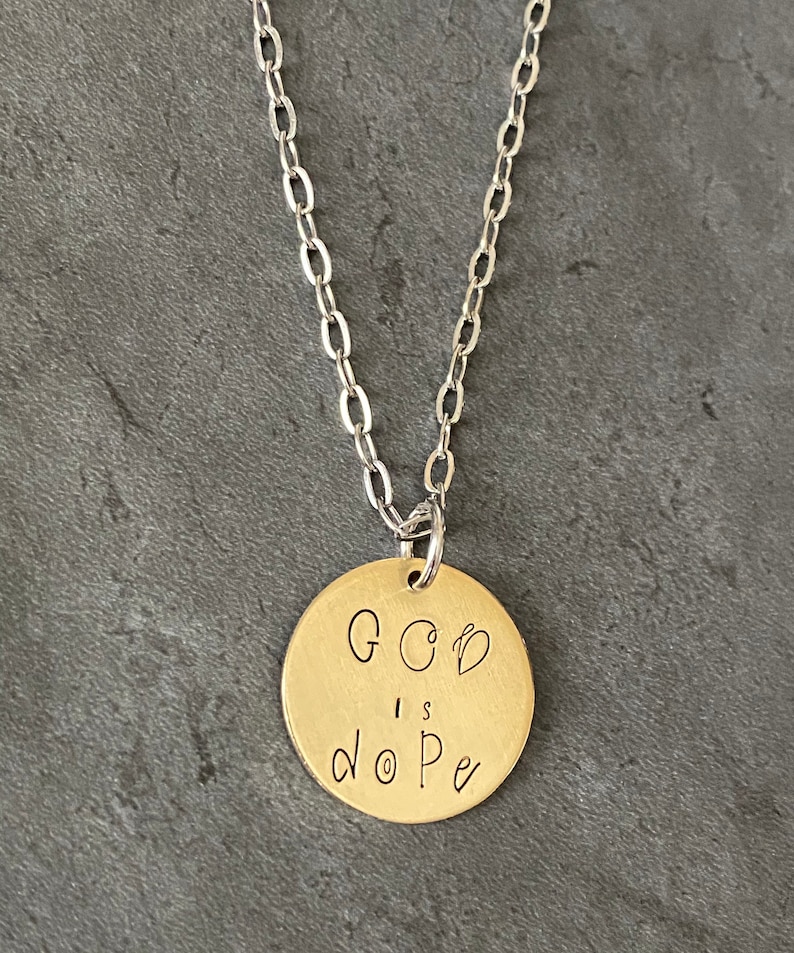 GOD is dope mixed metal brass necklace
