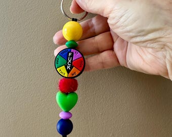 Silicone F*ck Keychain | Heart Beaded Car Charm | Dirty Funny keychain