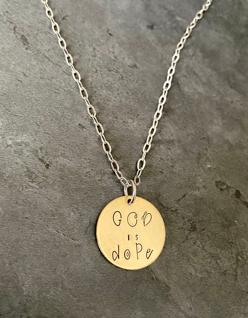 GOD is dope mixed metal brass necklace