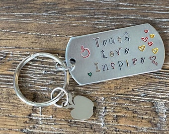 Love Teach Inspire Teaching is my Superpower teacher gift keychain