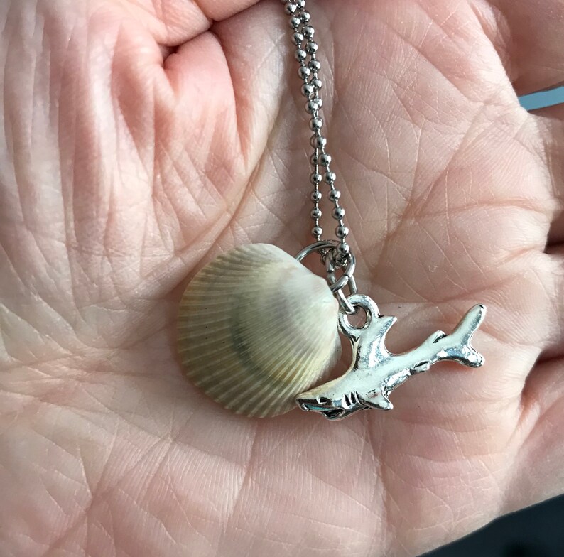 Summer seashell shark necklace jewelry unique beach jewelry