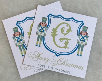 Nutcracker Crest Christmas Family Calling Cards | Holiday Enclosure Cards | Family Gift Tags