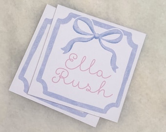 Watercolor Bow Frame Calling Cards Gift Tag Girl Children's Family Gift Enclosure Card