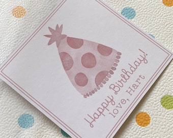 Birthday Party Hat - Watercolor Calling Cards Gift Tag Girl Family Gift Enclosure Card