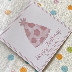 Birthday Party Hat - Watercolor Calling Cards Gift Tag Girl Family Gift Enclosure Card