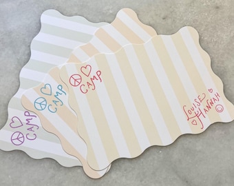 Personalized Stationery Gift | Notes from Camp Girls Stationery | Colorful Stripe Notecards | Kids Wavy Thank You Cards