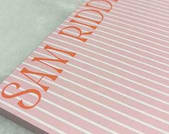 Bright Striped Personalized Family Notepad | Custom Name Notepad Custom | Teachers Gift Notepads 5.5 x 5.5"