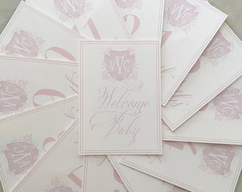 Watercolor Monogram Crest Baby Milestone Cards | Baby Shower Gift | Month Cards | Milestone | Baby Girl | Custom Monogram Crest | Wreath