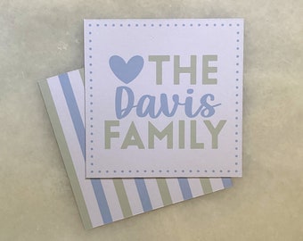 Colorful Family Name Calling Cards | Heart Gift Tag | Family Gift Enclosure Card