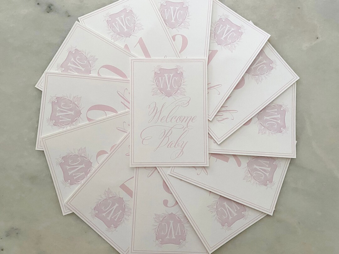 Watercolor Monogram Crest Baby Milestone Cards | Baby Shower Gift ...