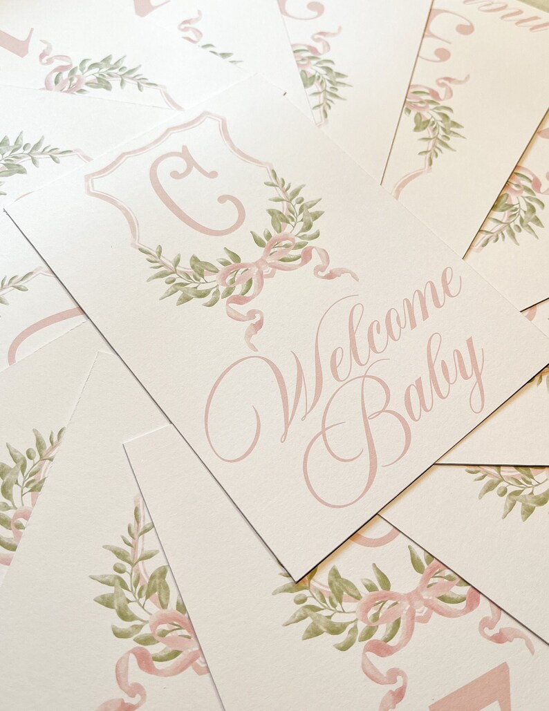 Watercolor Monogram Crest Baby Milestone Cards | Baby Shower Gift ...