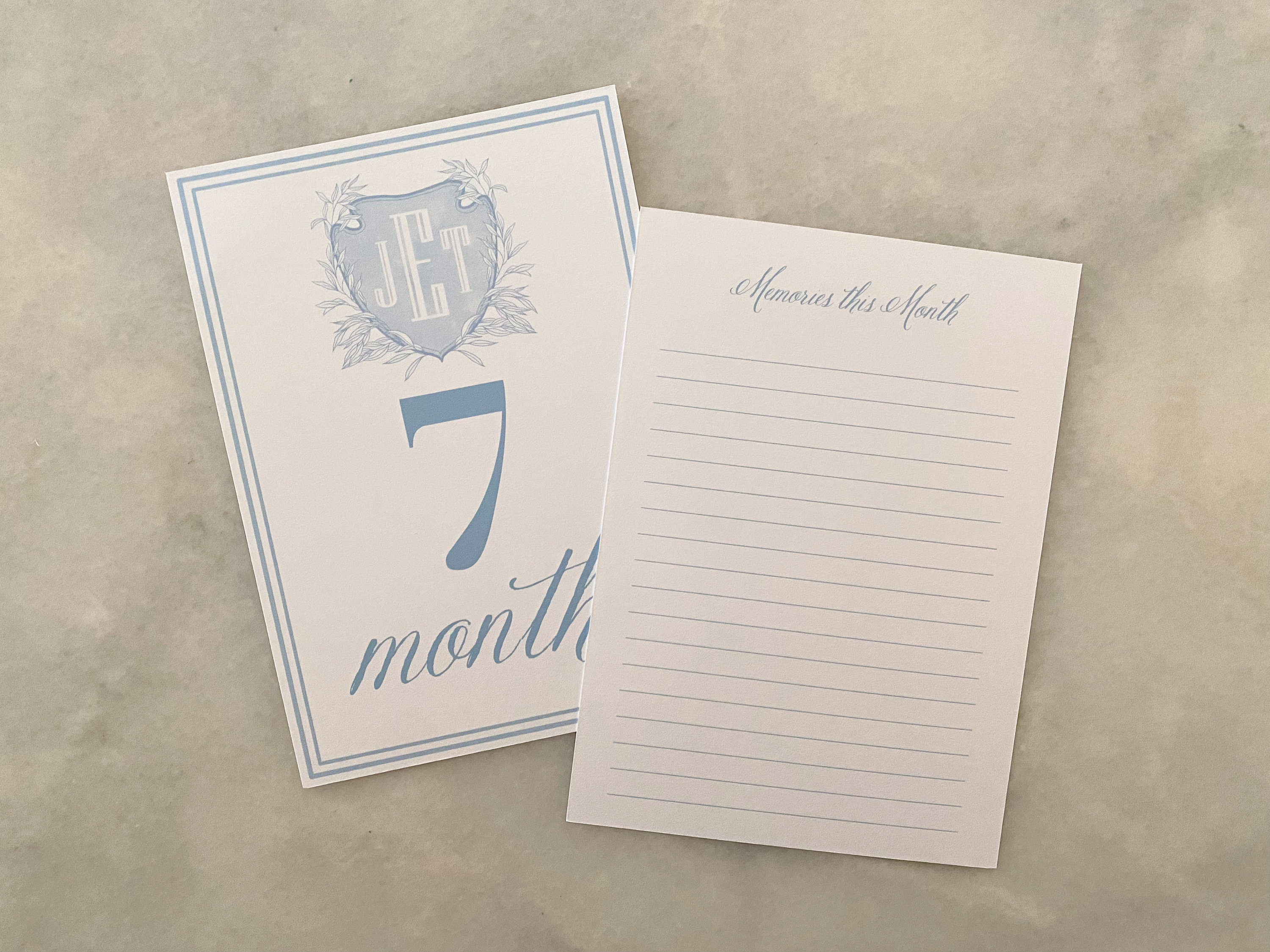 Watercolor Monogram Crest Baby Milestone Cards | Baby Shower Gift ...