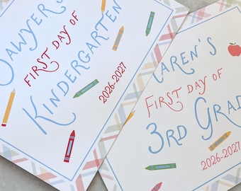 Printable First Day of School Sign |  Last Day of School Sign | Plaid School Sign | Boy Girl Gingham | Digital Download