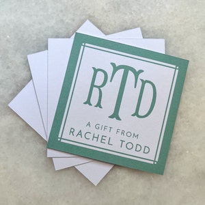 Family Monogram Calling Cards | Fishtail Initial Enclosure Cards | Family Gift Tags