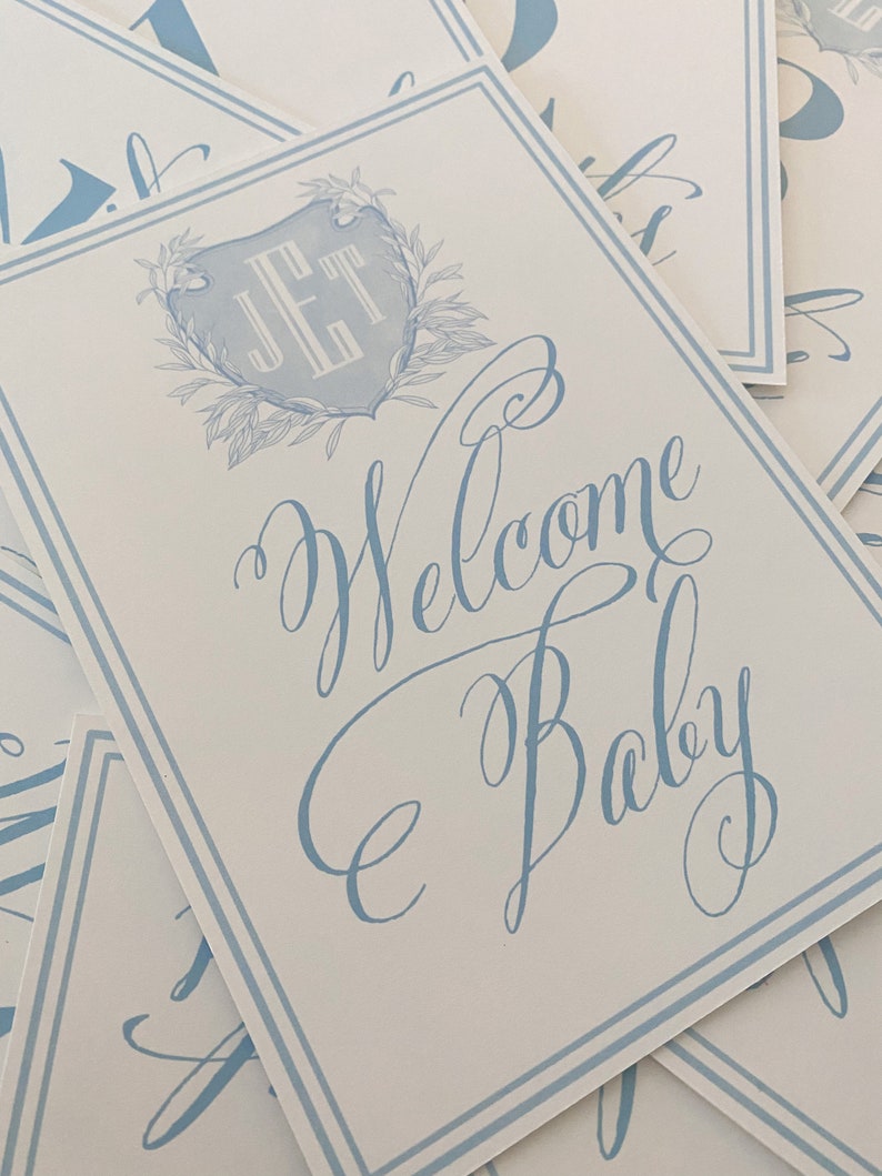 Watercolor Monogram Crest Baby Milestone Cards | Baby Shower Gift ...